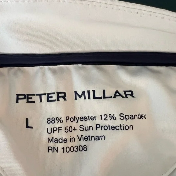 Peter Millar White Quarter Zip Shirt Athletic Long Sleeve Tee Size L Golf Tennis - Picture 6 of 6